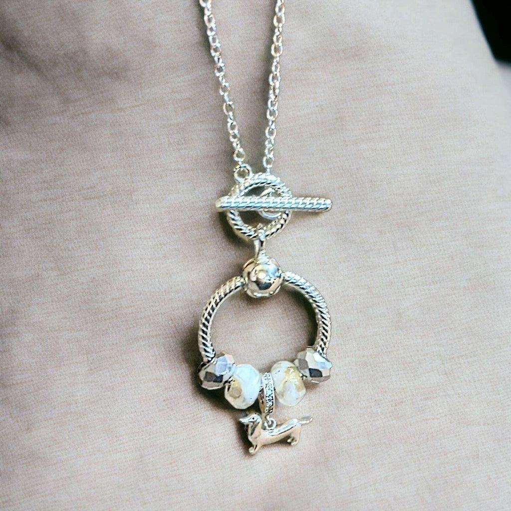 Dachshund Sterling Silver Toggle Charm Necklace, 20 inches