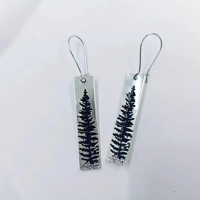 Pine Tree Tag Dangle Earrings