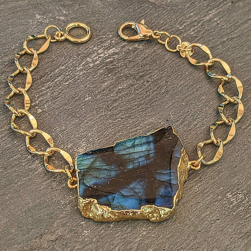 Deep Blue Labradorite Geode Bracelet