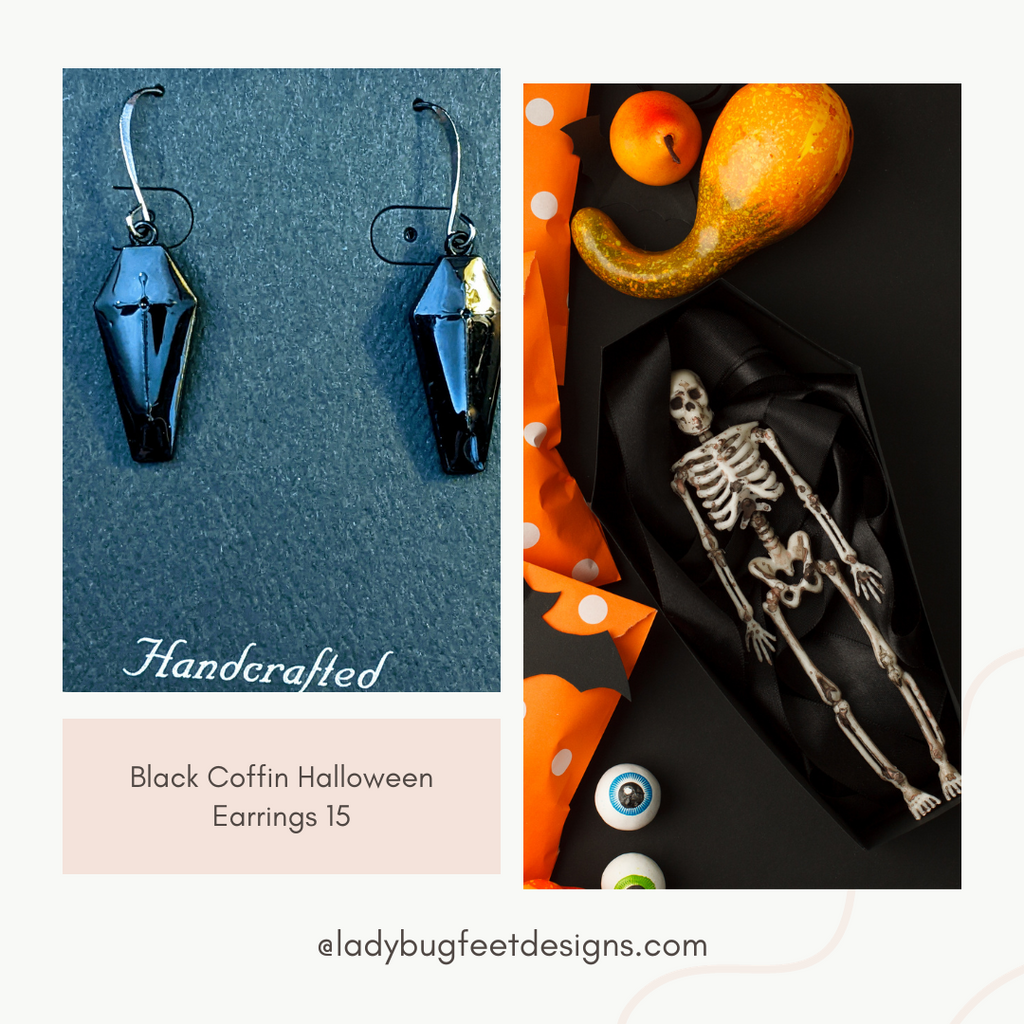 Black Coffin Halloween Earrings 15