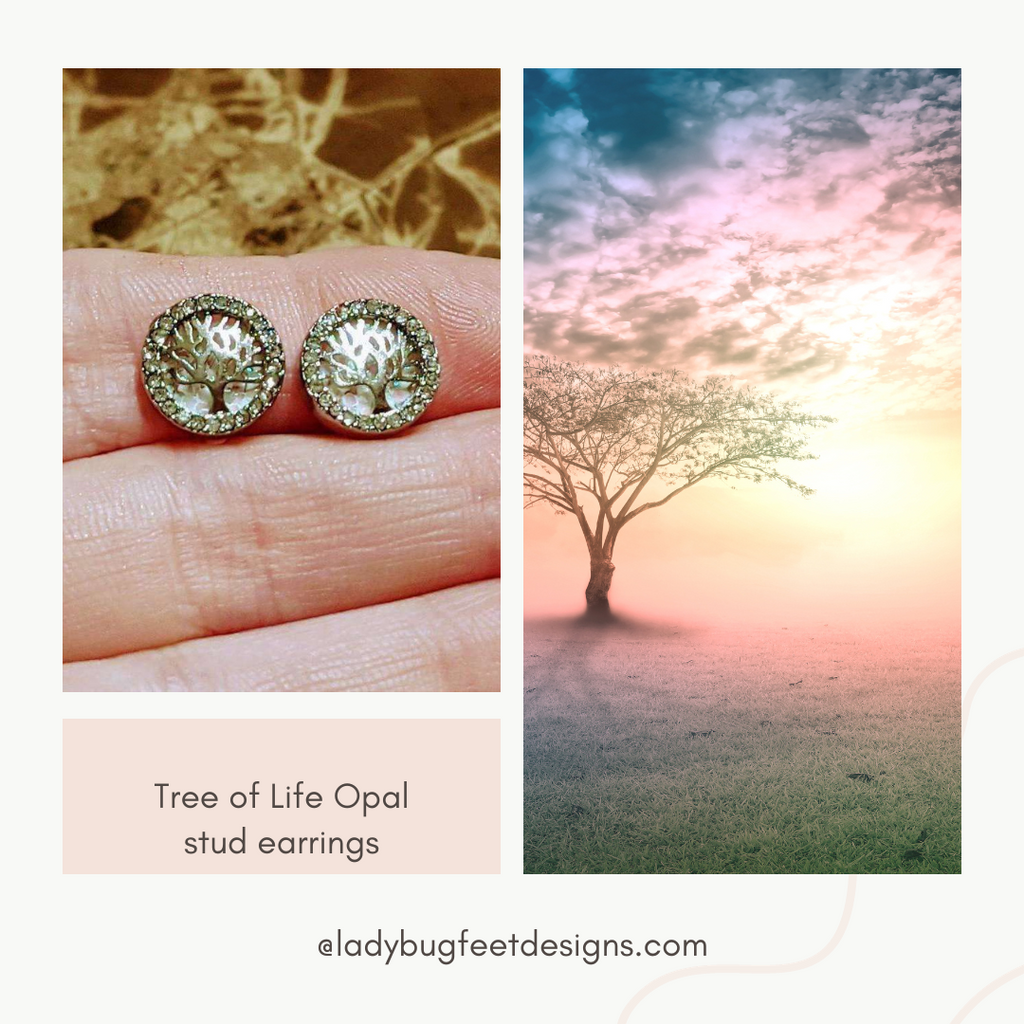 Tree of Life Opal stud earrings