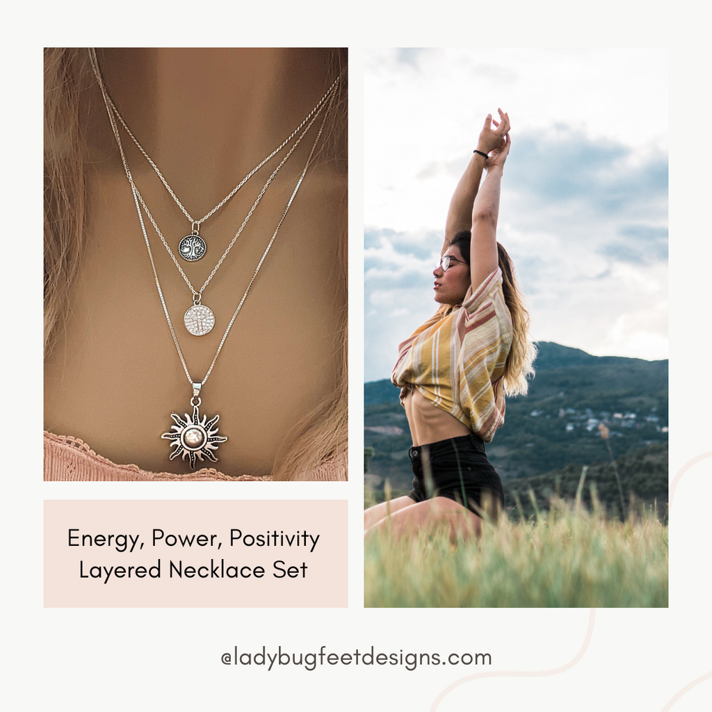 Energy, Power, Positivity Layered Necklace Set