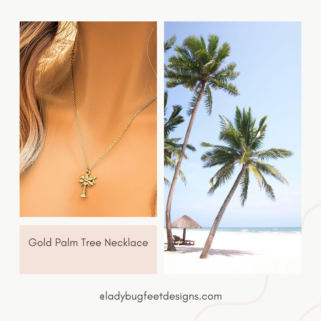 Gold Palm Tree Necklace, 18- 24 inch