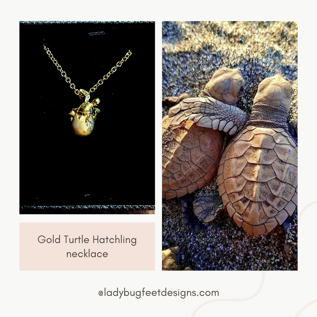 Gold Turtle Hatchling necklace - 24 inch