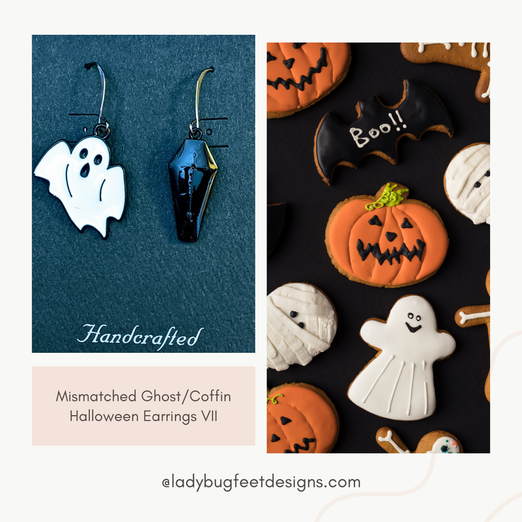 Mismatched Ghost/Coffin Halloween Earrings VII