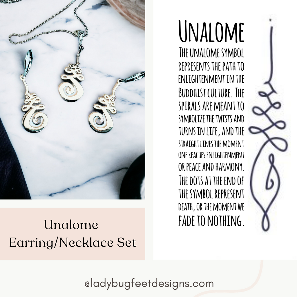 Unalome Earring/Necklace Set - Adjustable