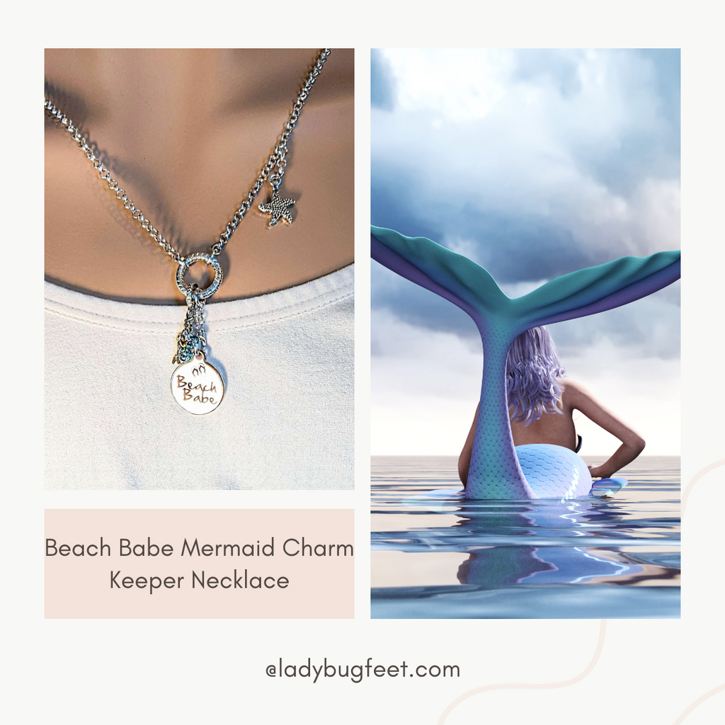 Beach Babe Mermaid Charm Keeper Necklace - 18-24 inch