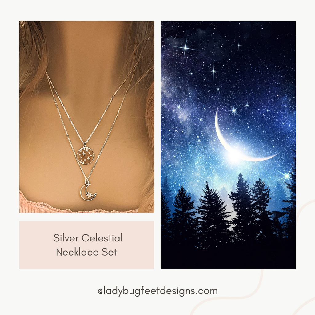 Silver Celestial Necklace Set