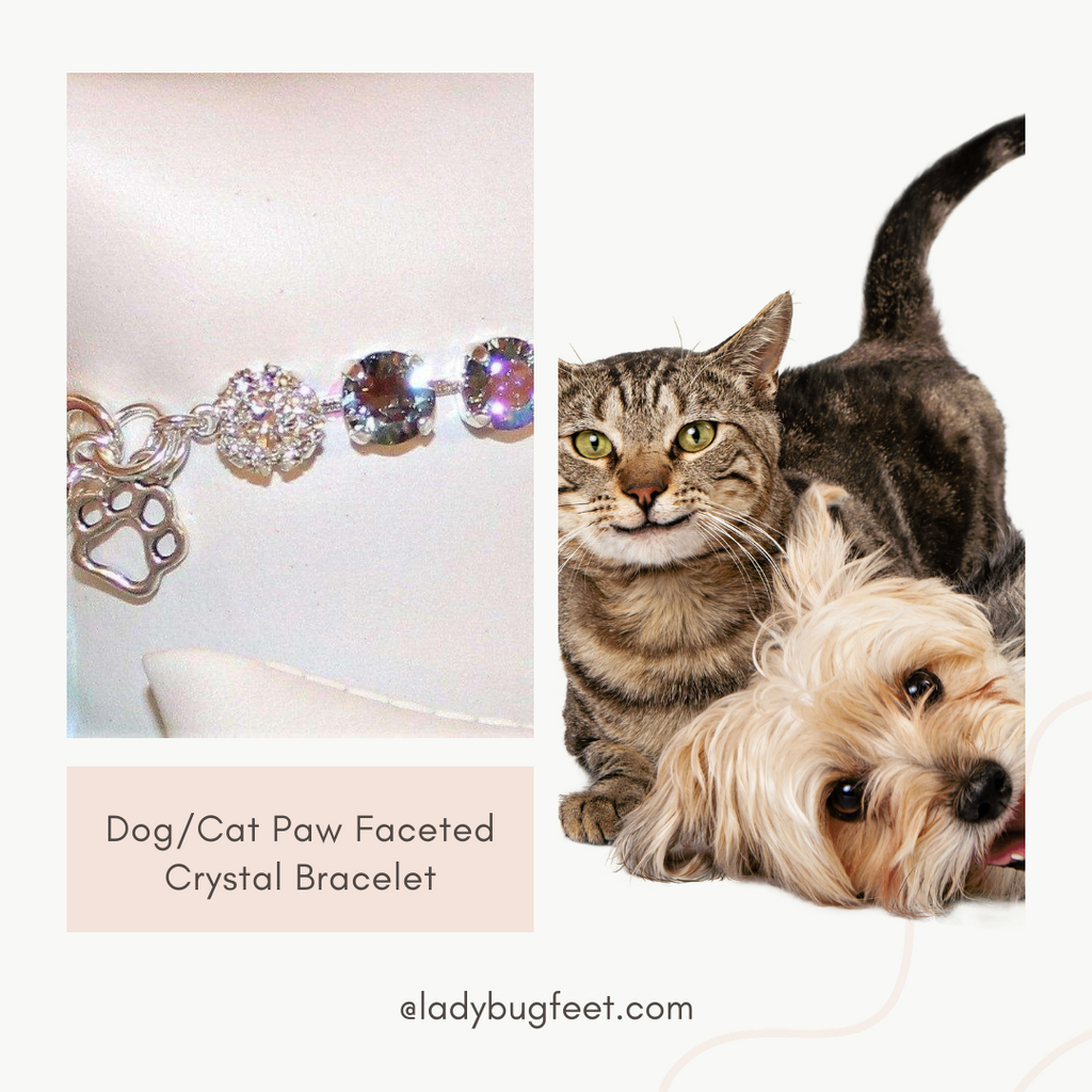 Dog/Cat Paw Faceted Crystal Bracelet