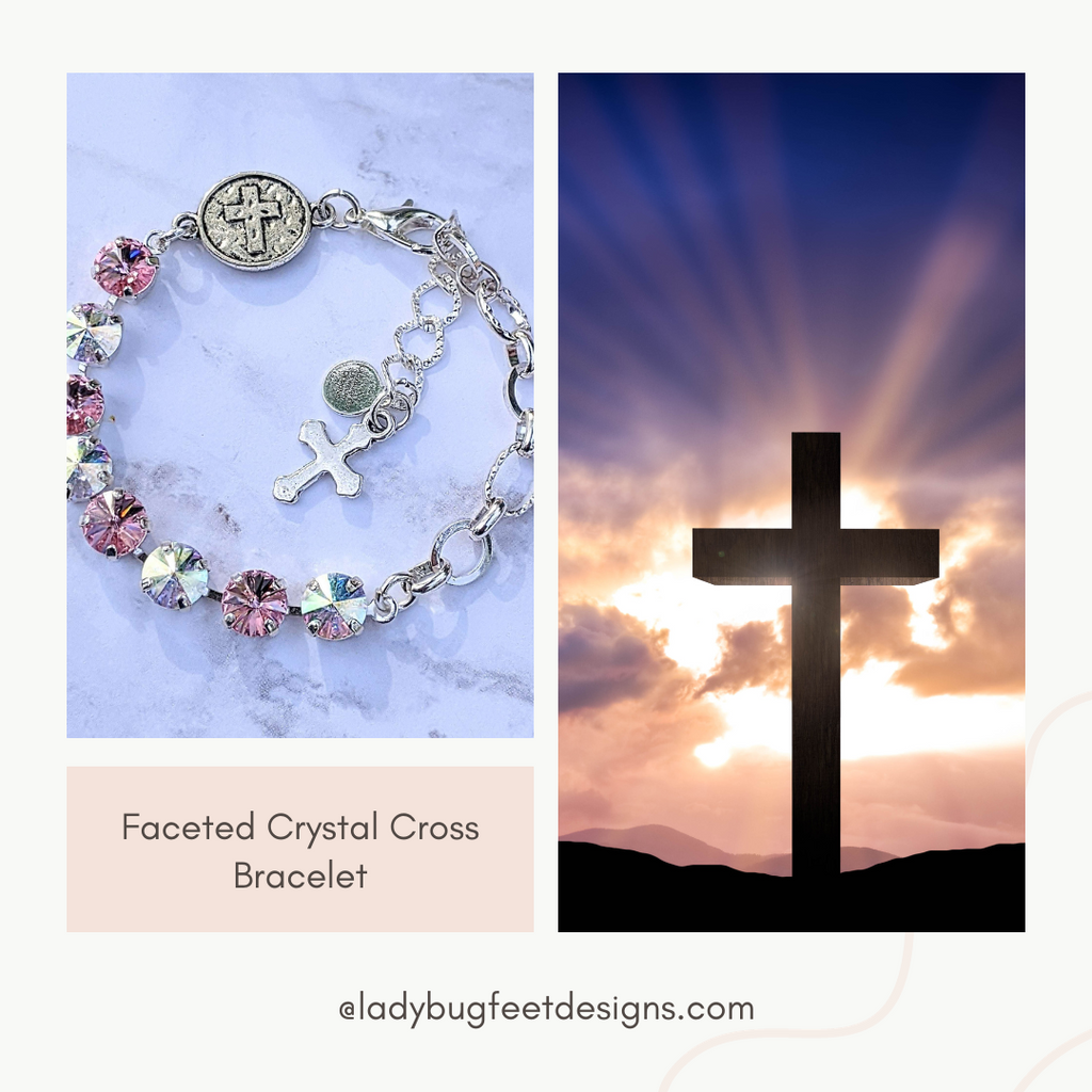 Faceted Crystal Cross Bracelet