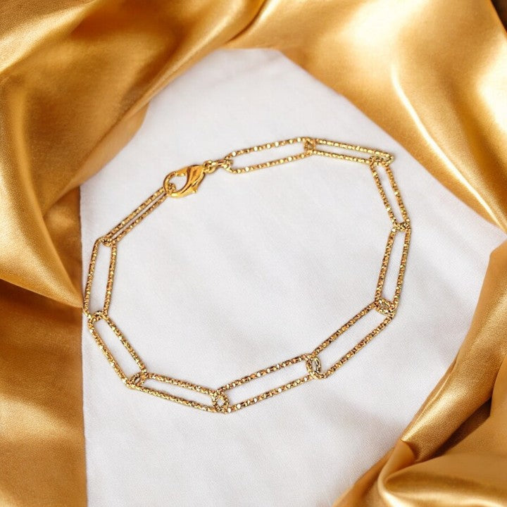 Diamond Cut Gold Paperclip Chain Bracelet