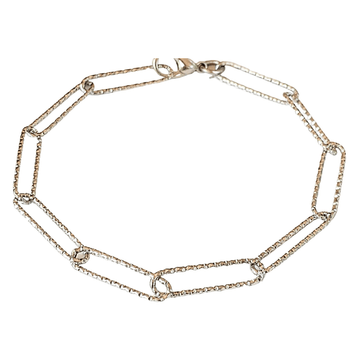 Diamond Cut Silver Paperclip Chain Bracelet