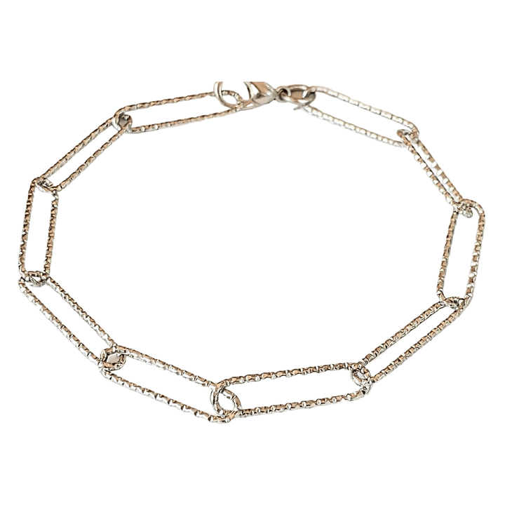 Diamond Cut Silver Paperclip Chain Bracelet