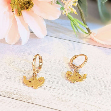 Dinosaur Gold Hoop earrings, Hoop Drop