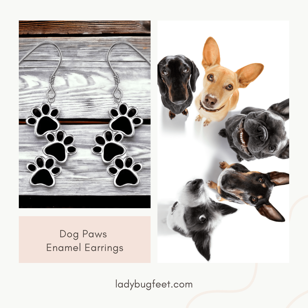 Dog Paws Enamel Earrings