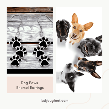 Dog Paws Enamel Earrings