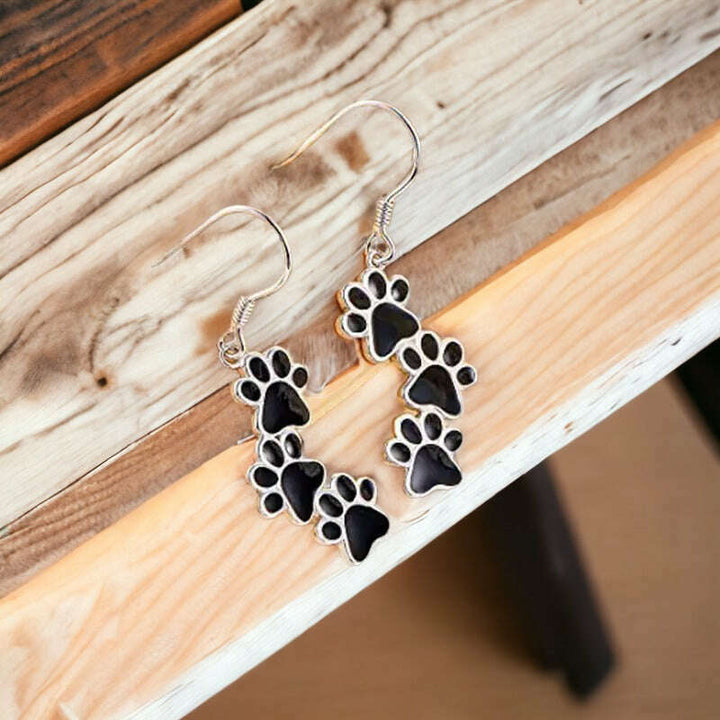 Dog Paws Enamel Earrings