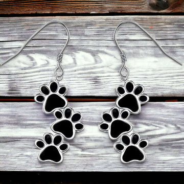 Dog Paws Enamel Earrings