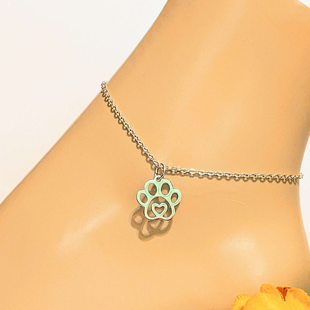Dog/Cat Paw Anklet - Silver