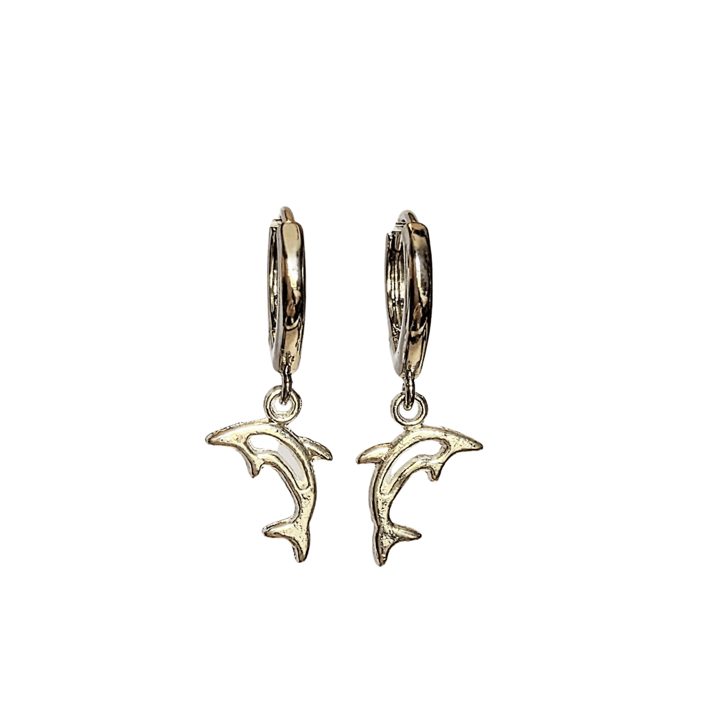 Dolphin Huggie Hoop earrings, 15mm Hoop Drop