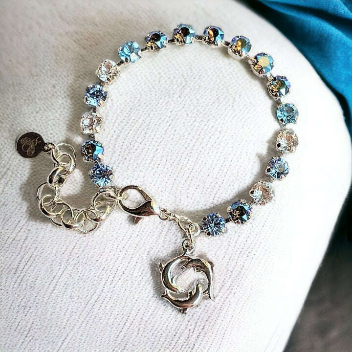 Dolphin Trio Faceted Crystal Bracelet