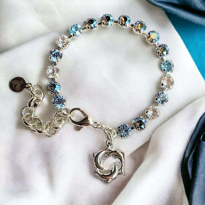 Dolphin Trio Faceted Crystal Bracelet
