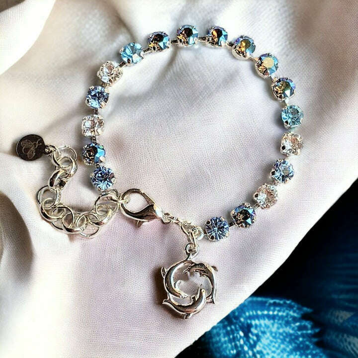 Dolphin Trio Faceted Crystal Bracelet