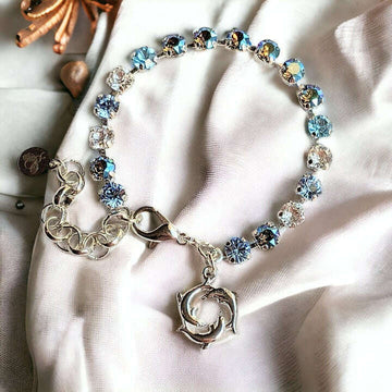 Dolphin Trio Faceted Crystal Bracelet