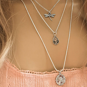 Dragonfly Layered Necklace Set