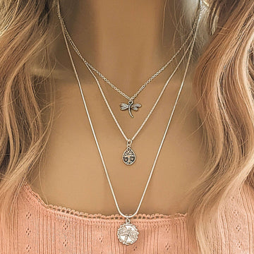 Dragonfly Layered Necklace Set