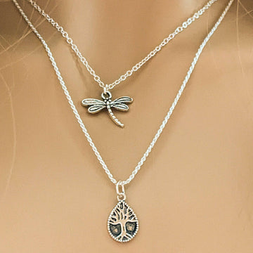 Dragonfly Layered Necklace Set