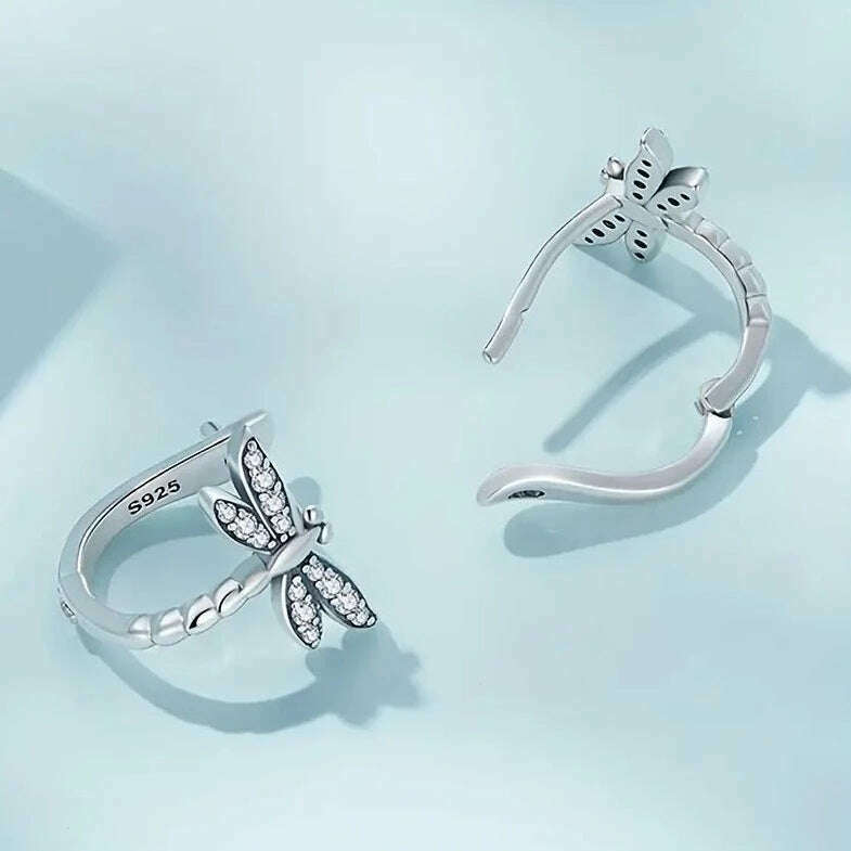 Dragonfly Sterling Silver huggie earrings