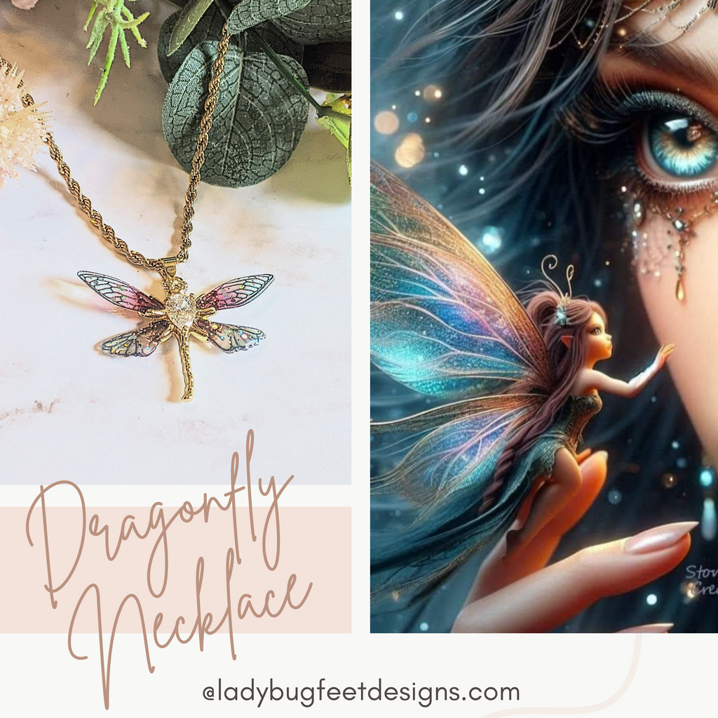 Colorful Resin Dragonfly necklace, 22 inch