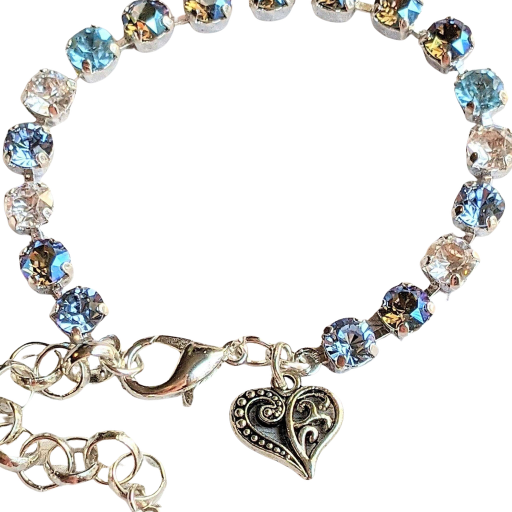 Fancy Filigree Heart Faceted Crystal Bracelet