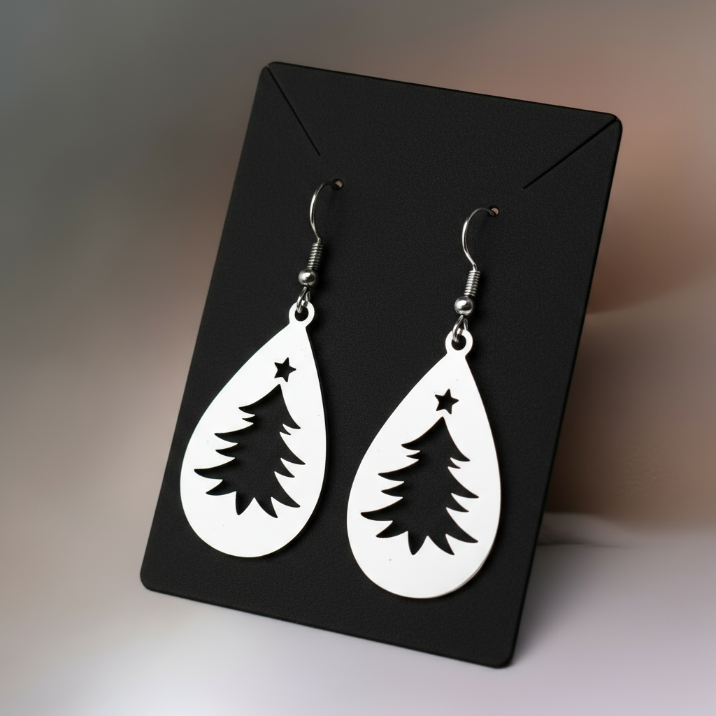 Christmas Tree Drop earrings - Silver