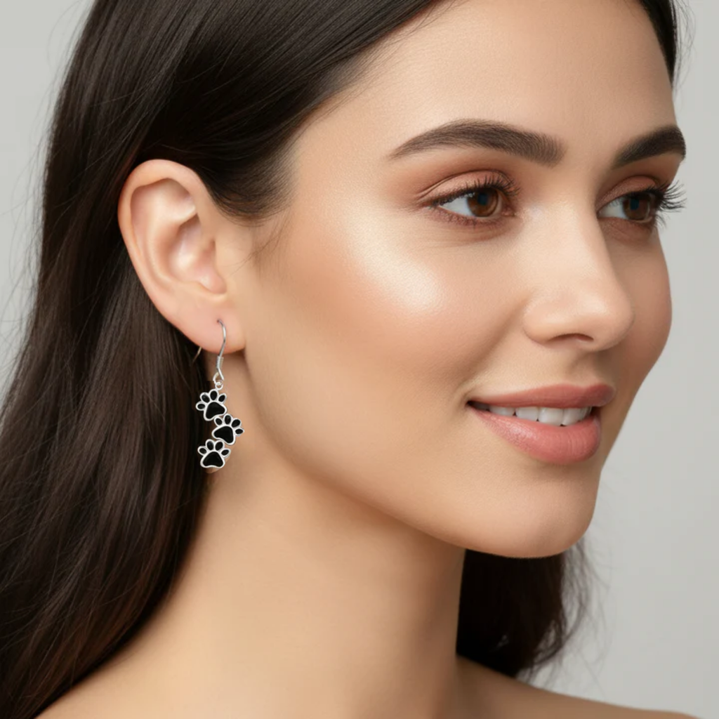 Dog Paws Enamel Earrings