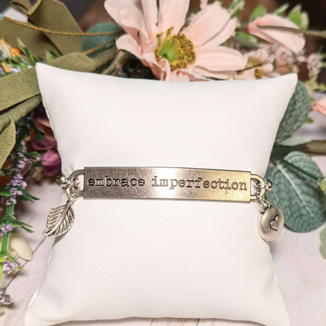 Embrace Imperfection Inspirational Quote Twisted Rope Bolo Bracelet