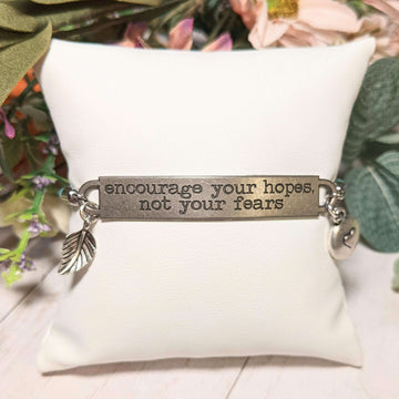 Encourage Your Hopes Not Your Fears Twisted Rope Bolo bracelet