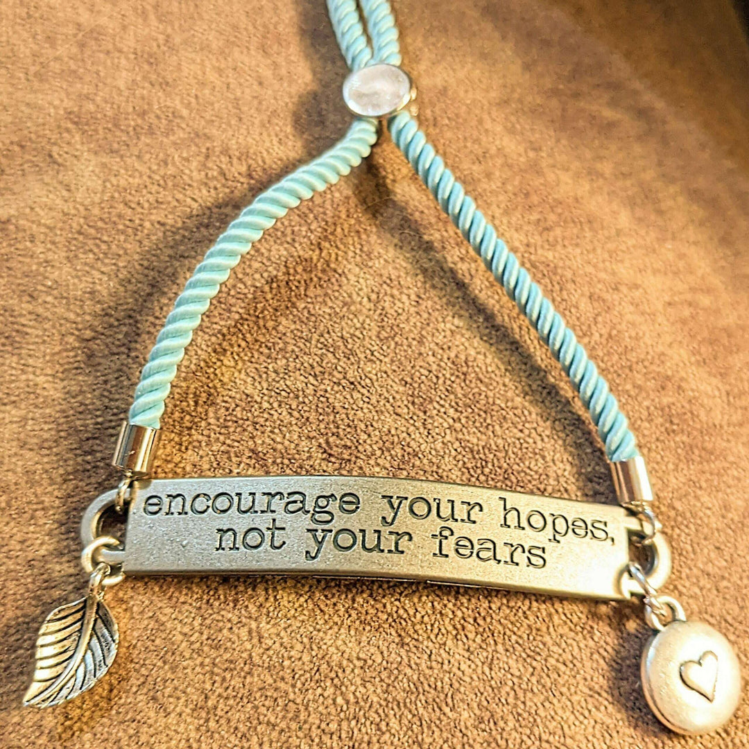 Encourage Your Hopes Not Your Fears Twisted Rope Bolo bracelet