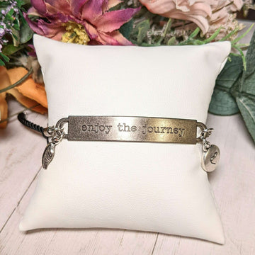 Enjoy the Journey, Inspirational Quote Twisted rope bolo Bracelet