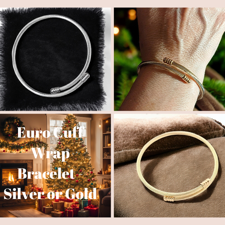 Euro Cuff Wrap Bracelet - Silver or Gold