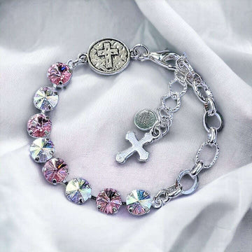 Faceted Crystal Cross Bracelet