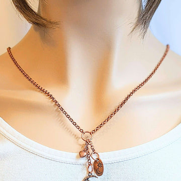 Fairy Moon Copper Charm Keeper Necklace, 18-24 inch