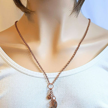 Fairy Moon Copper Charm Keeper Necklace, 18-24 inch