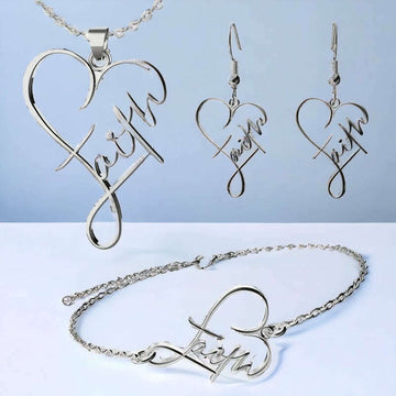 Faith Necklace/ Earring/Bracelet Set, 20 inch