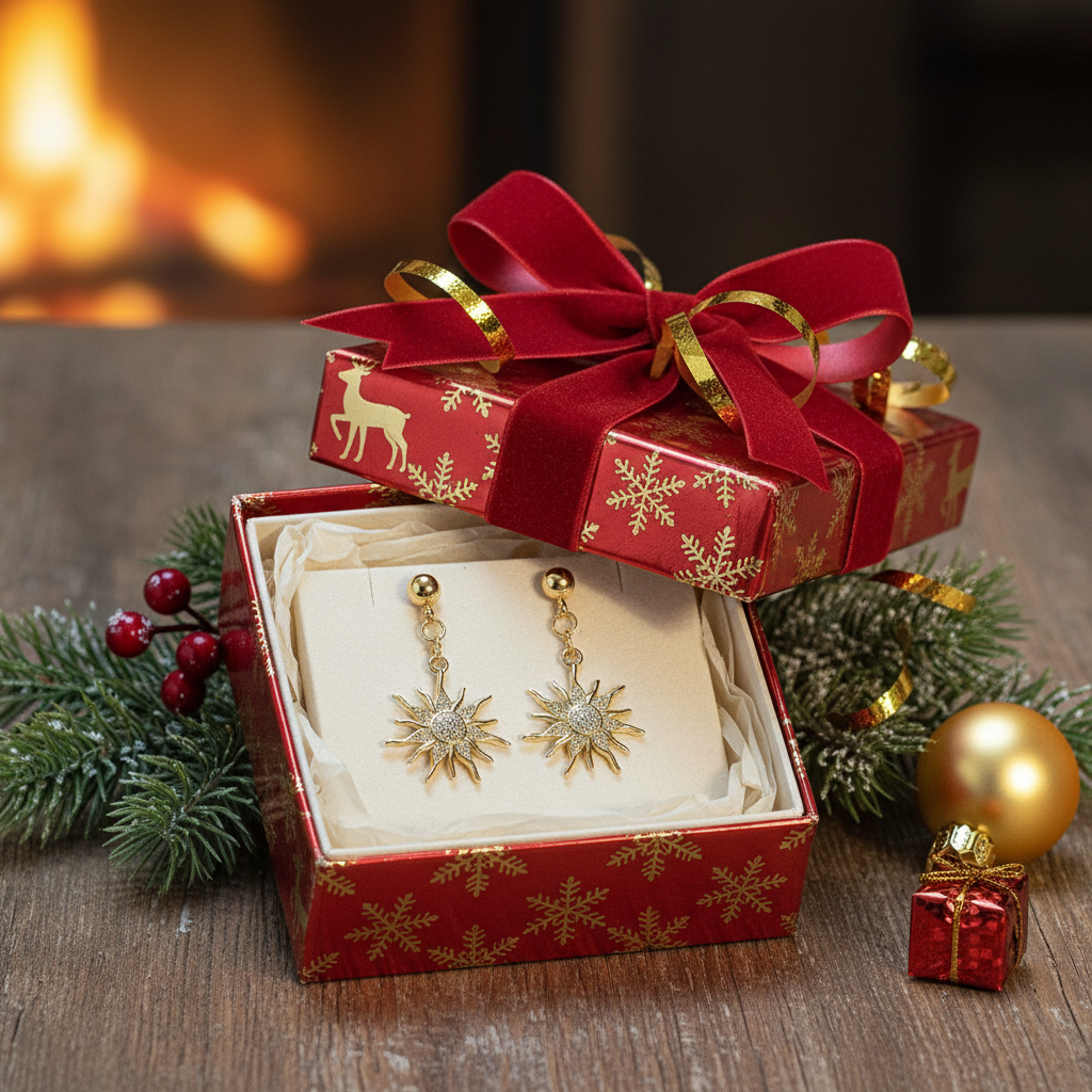 Fiery Sun Charm Drop Stud Earrings-Gold