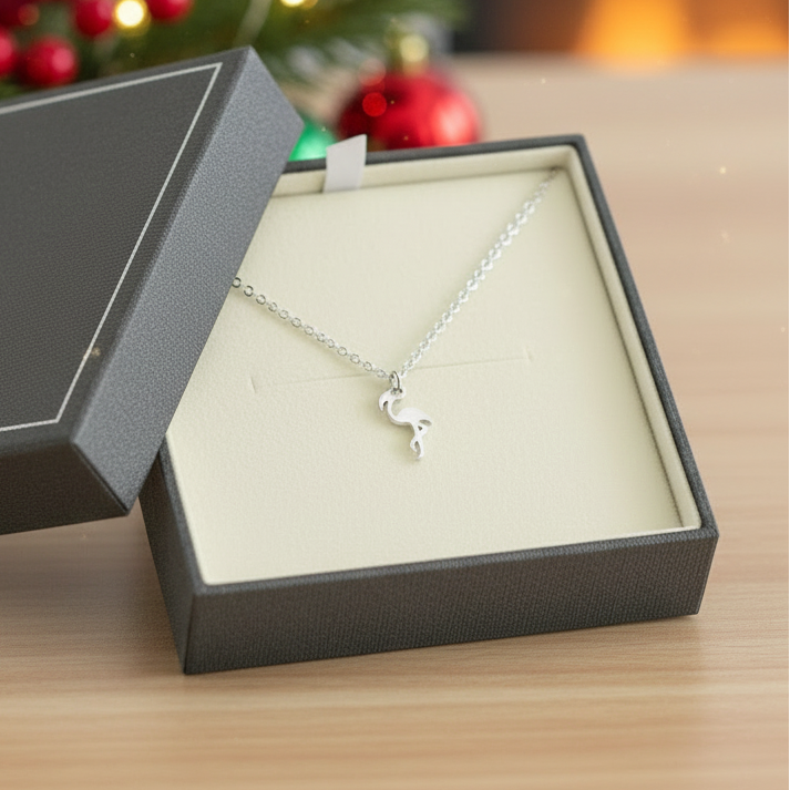 Flamingo Pendant Necklace, Silver - 18 - 22 inches