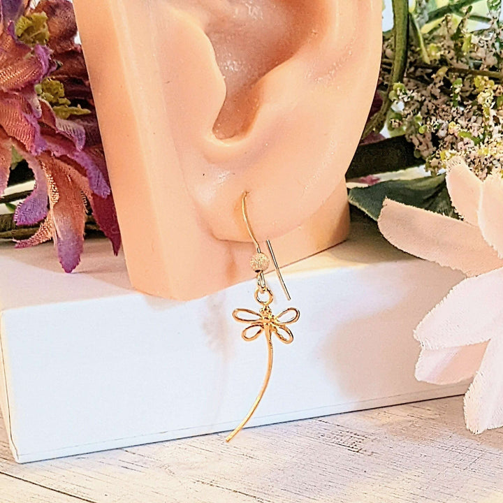 Flight of the Dragonfly dangle earrings - Gold / Sterling Silver