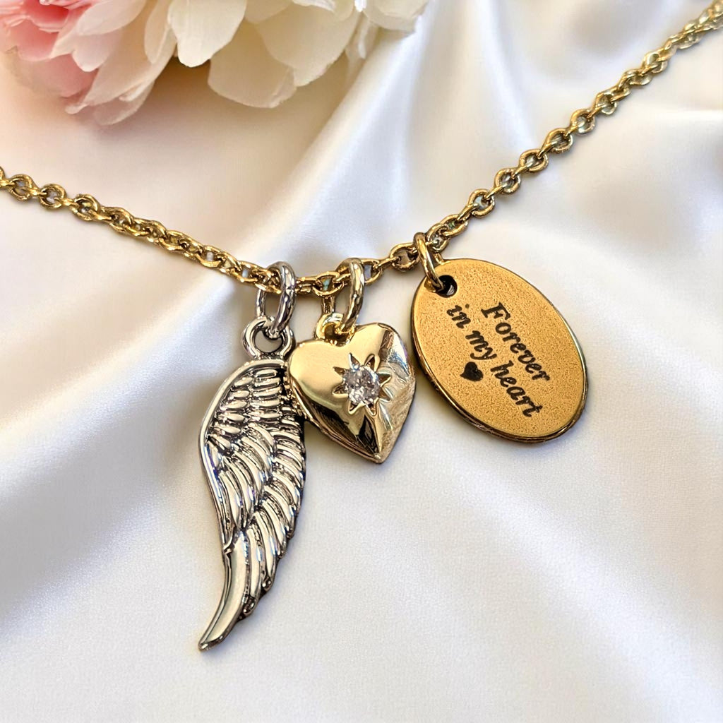 Gold Forever in my Heart Memory necklace, 20 inch