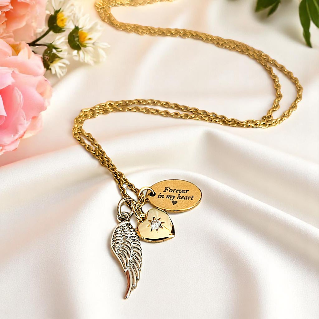 Gold Forever in my Heart Memory necklace, 20 inch